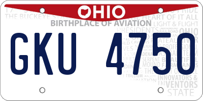 OH license plate GKU4750