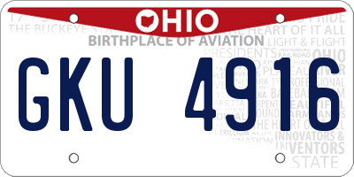 OH license plate GKU4916