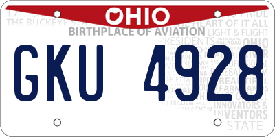 OH license plate GKU4928