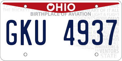 OH license plate GKU4937