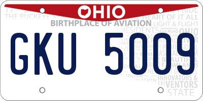 OH license plate GKU5009