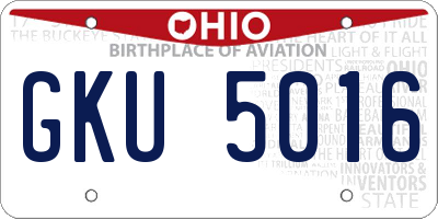 OH license plate GKU5016