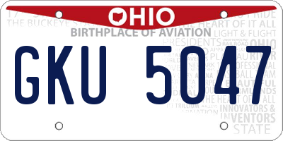 OH license plate GKU5047