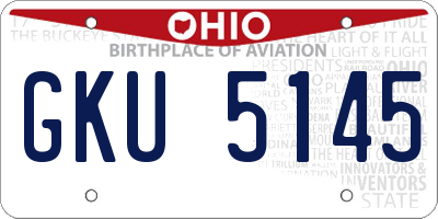OH license plate GKU5145
