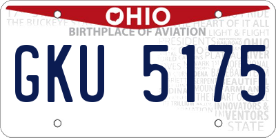 OH license plate GKU5175
