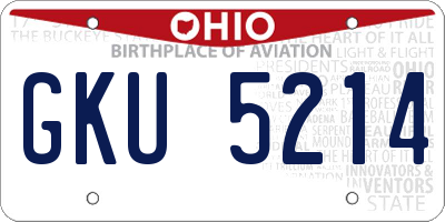 OH license plate GKU5214