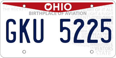 OH license plate GKU5225