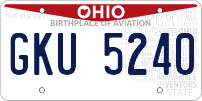OH license plate GKU5240