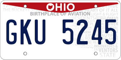 OH license plate GKU5245