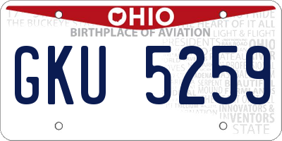 OH license plate GKU5259