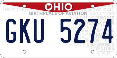 OH license plate GKU5274