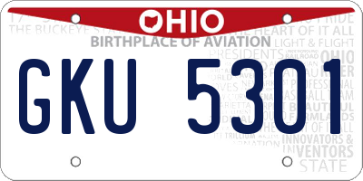 OH license plate GKU5301