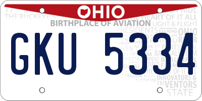 OH license plate GKU5334