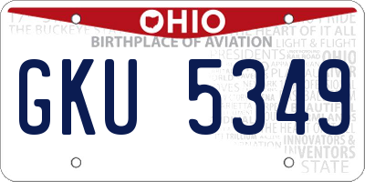 OH license plate GKU5349