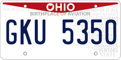 OH license plate GKU5350