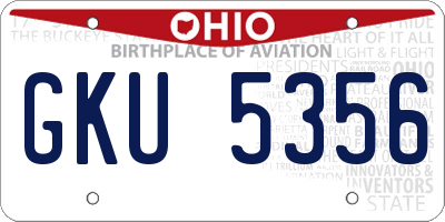 OH license plate GKU5356