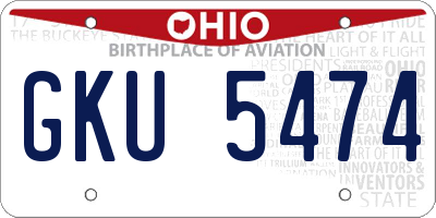 OH license plate GKU5474