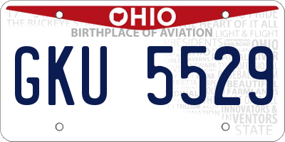 OH license plate GKU5529