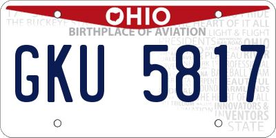 OH license plate GKU5817