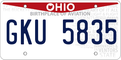 OH license plate GKU5835
