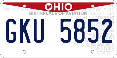 OH license plate GKU5852