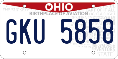 OH license plate GKU5858