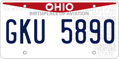 OH license plate GKU5890