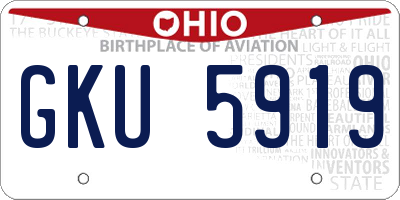 OH license plate GKU5919