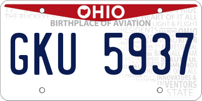 OH license plate GKU5937