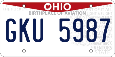 OH license plate GKU5987