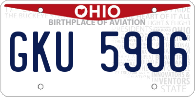 OH license plate GKU5996