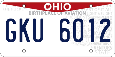 OH license plate GKU6012