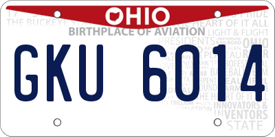 OH license plate GKU6014