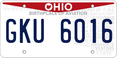 OH license plate GKU6016