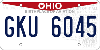 OH license plate GKU6045