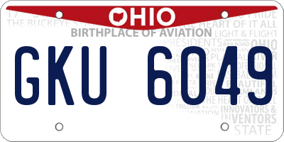 OH license plate GKU6049