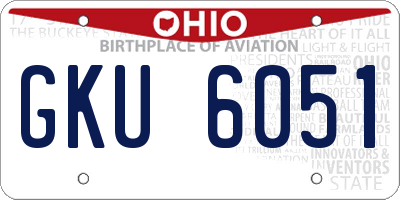 OH license plate GKU6051