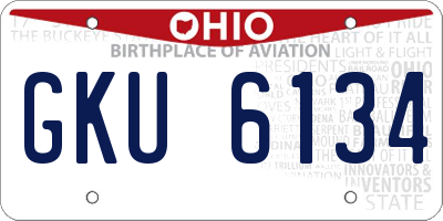OH license plate GKU6134
