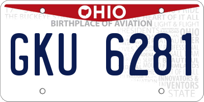 OH license plate GKU6281