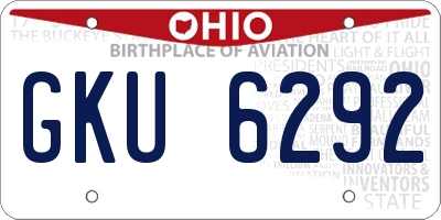 OH license plate GKU6292