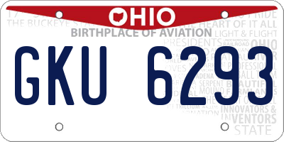 OH license plate GKU6293
