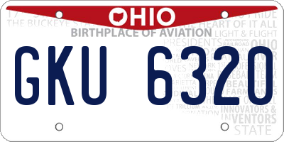 OH license plate GKU6320
