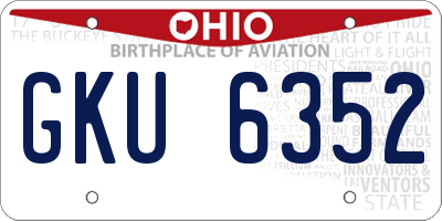 OH license plate GKU6352