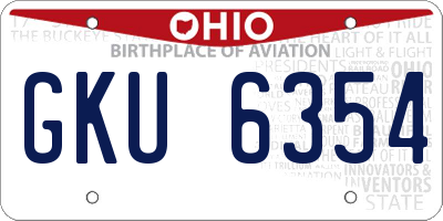 OH license plate GKU6354