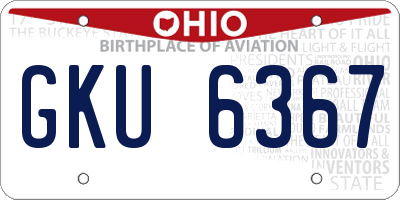 OH license plate GKU6367