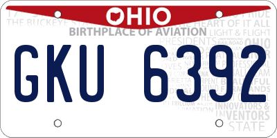 OH license plate GKU6392