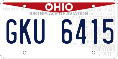 OH license plate GKU6415
