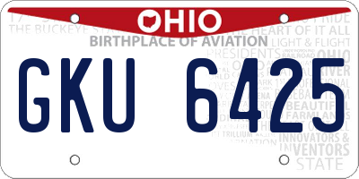 OH license plate GKU6425