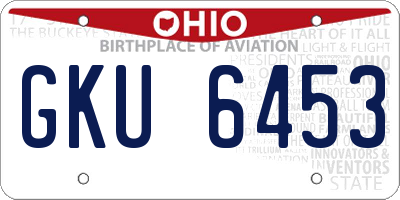 OH license plate GKU6453