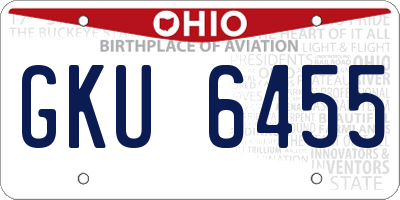 OH license plate GKU6455